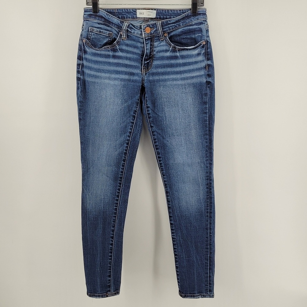 BKE Stella Skinny Jeans Womens 28x29.5 Blue Low Rise Slim Fit Denim Whiskered
